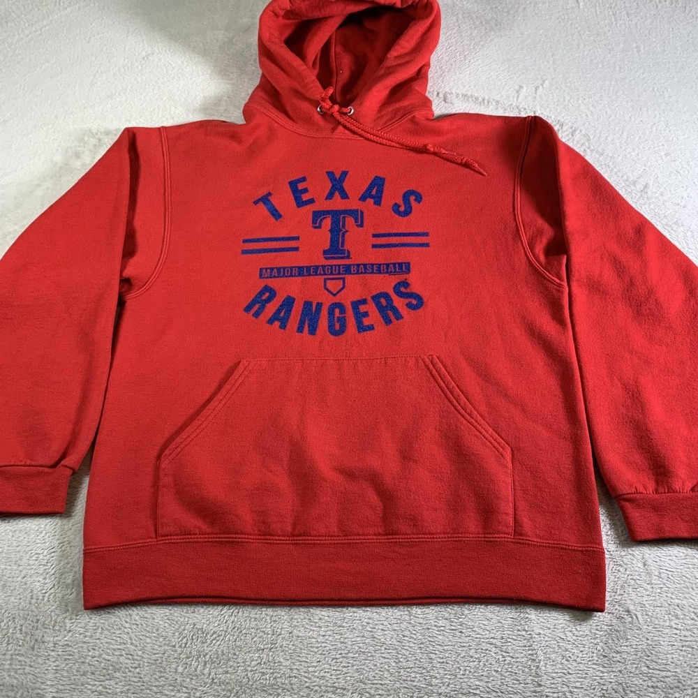 Vintage Texas Rangers Hoodie Sweatshirt Mens Medium Red MLB Baseball Pullover‎